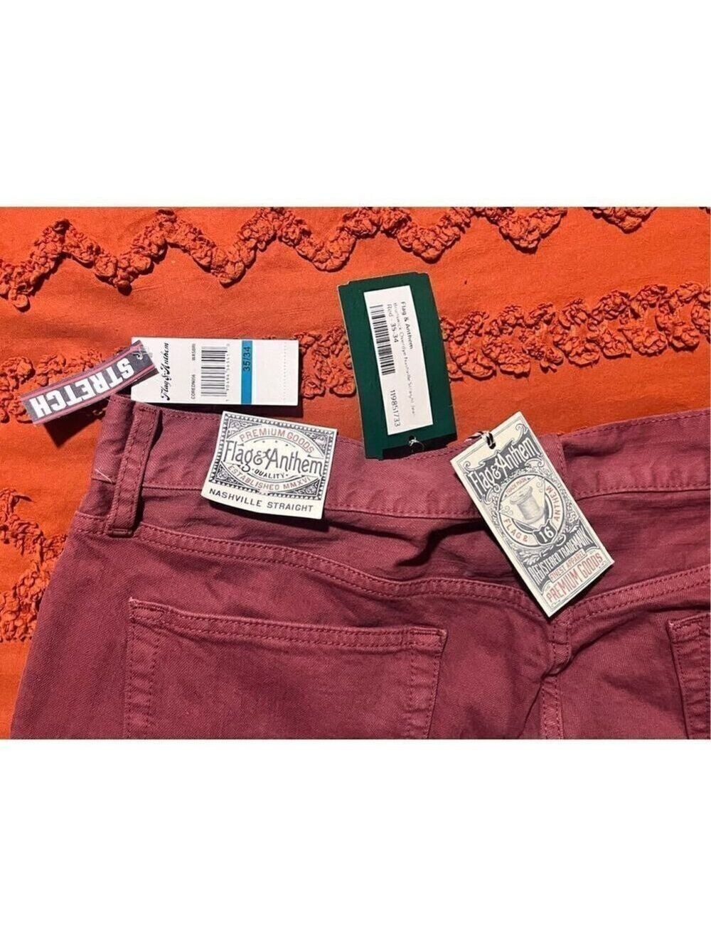 Flag & Anthem jeans Nashville Straight BNWT size 35 34 red - Picture 7 of 13